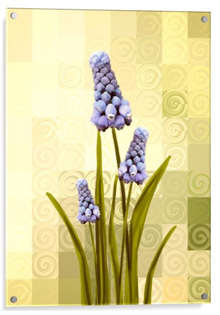 Grape hyacinths  Acrylic by Dagmar Giers