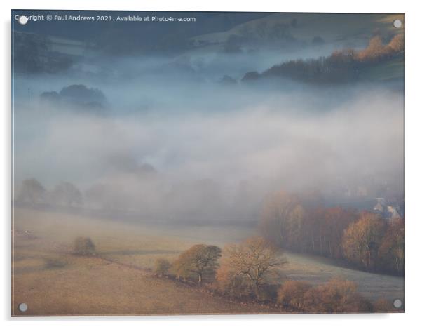 Misty morning over Hathersage Acrylic by Paul Andrews
