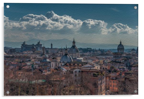 Rome Skyline #2 Acrylic by Paul Andrews