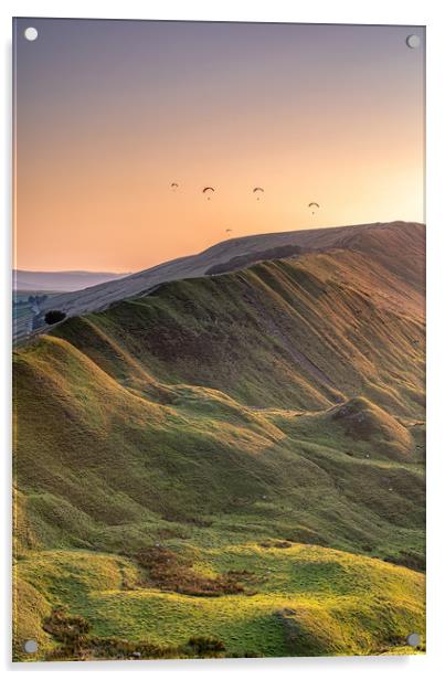 Rushup Paragliders Acrylic by Paul Andrews