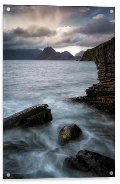Elgol and the Black Cuillin Acrylic by Paul Andrews
