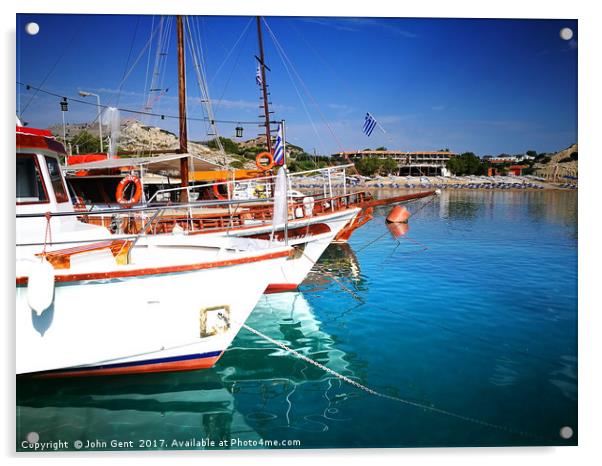Kolimbia Harbour Acrylic by John Gent