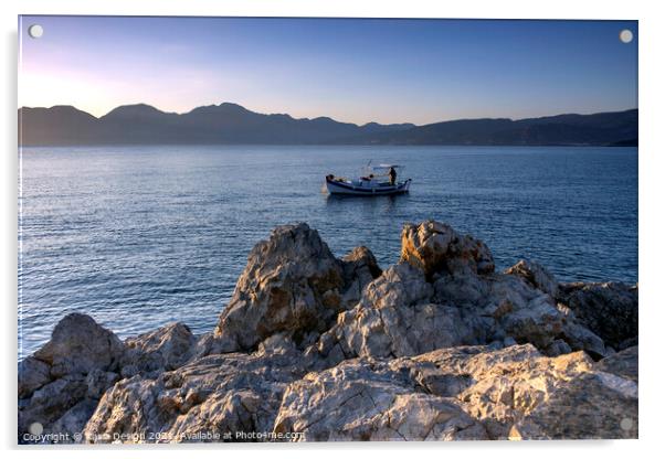 Fishing Boat, Agios Nikolaos, Crete, Greece Acrylic by Kasia Design