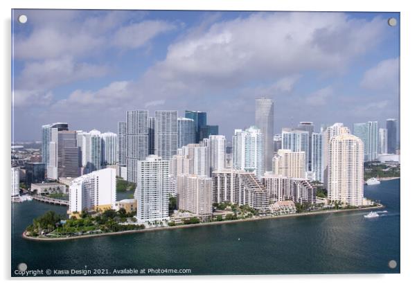 Miami Skyline, Florida, USA Acrylic by Kasia Design