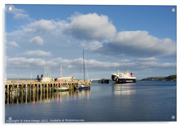 Ferry Arriving at Stornoway Harbour, Lewis Acrylic by Kasia Design