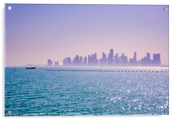 Downtown Doha Dusk Acrylic by Kasia Design