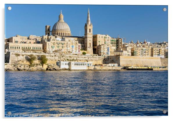 Sunkissed Valletta Skyline Acrylic by Kasia Design