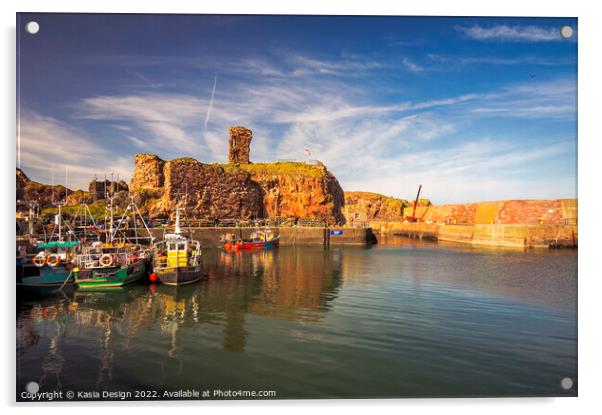 Fishing Boats in Historic Dunbar Harbour Acrylic by Kasia Design