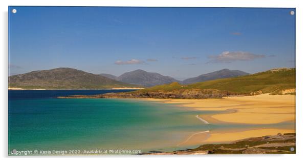 Turquoise Luskentyre Bay and Golden Sands Acrylic by Kasia Design