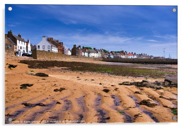 Colourful Anstruther across the Beach  Acrylic by Kasia Design
