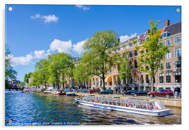 Boatride on a colourful Amsterdam Canal Acrylic by Kasia Design