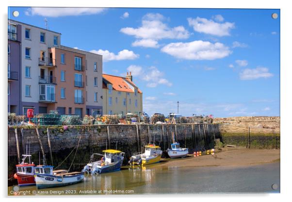 Colourful St Andrews Harbour Acrylic by Kasia Design