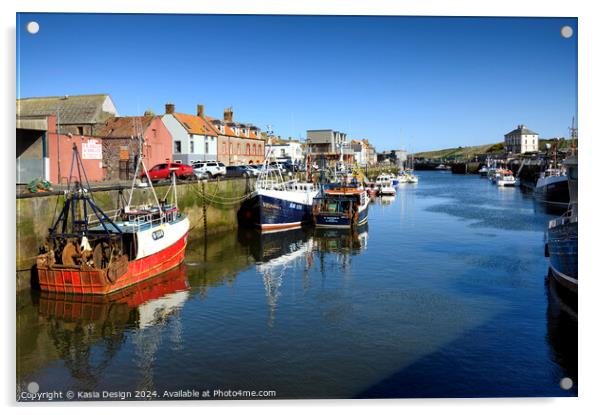Colourful Fishing Boats in Eyemouth Acrylic by Kasia Design