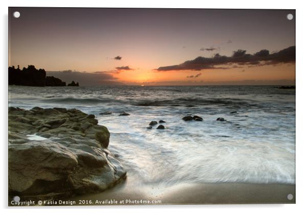 Sunset on the Rocks on Playa La Arena Acrylic by Kasia Design