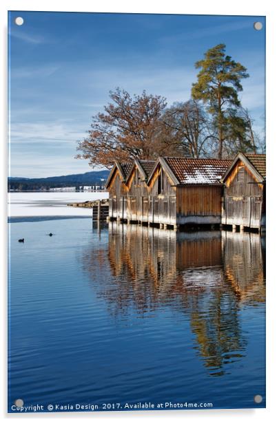 Boathouses on the Frozen Lake Acrylic by Kasia Design