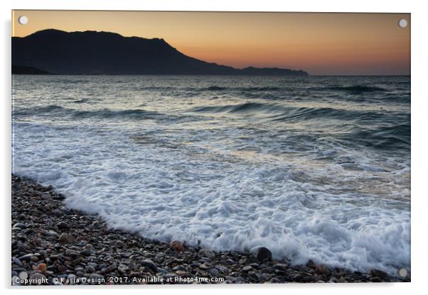 Dusk Light, Livadia Beach, Kissamos, Crete, Greece Acrylic by Kasia Design