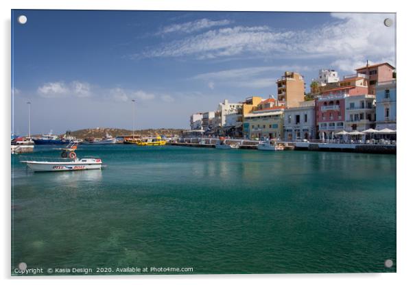 Agios Nikolaos Harbour, Isle of Crete, Greece Acrylic by Kasia Design