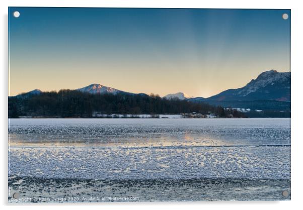 Frozen Alpine Lake at Dusk Acrylic by Kasia Design