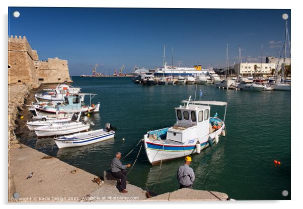 Venetian Harbour, Heraklion, Crete, Greece Acrylic by Kasia Design