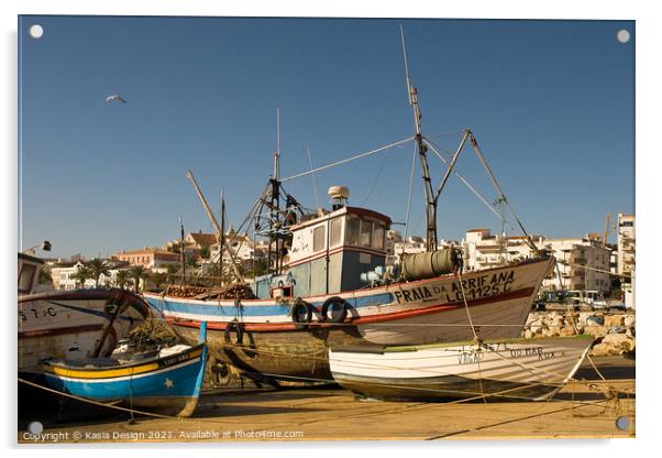 Old Harbour, Lagos, Algarve, Portugal Acrylic by Kasia Design