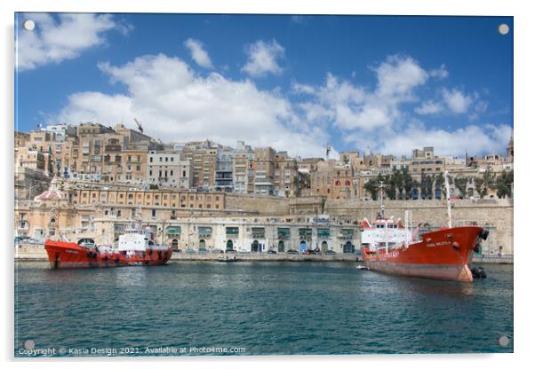 Valletta from the Grand Harbour, Malta Acrylic by Kasia Design