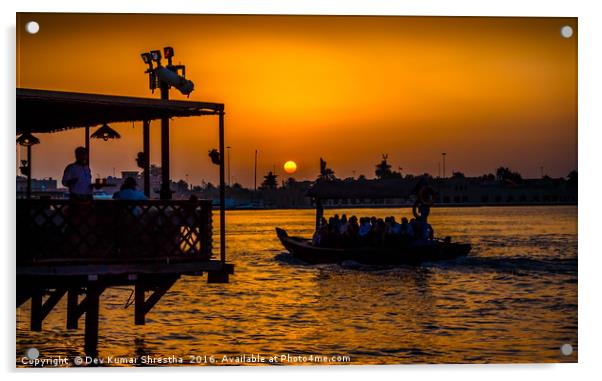 Sunset at Burdubai Acrylic by Dev Kumar