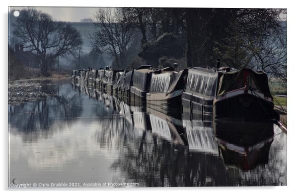 Narrow Boats on Chesterfield Canal Acrylic by Chris Drabble