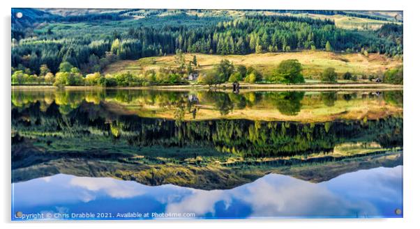 Autumn reflections, Loch Lubnaig Acrylic by Chris Drabble