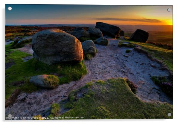 Higger Tor at sunset Acrylic by Chris Drabble