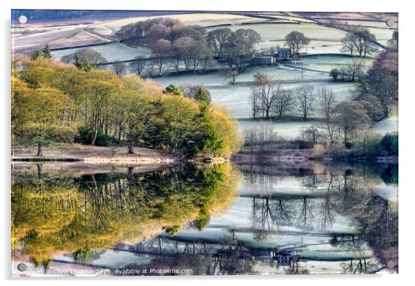 Ashes Farm with reflections on Ladybower Acrylic by Chris Drabble