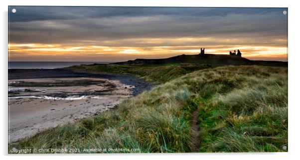 First light at Dunstanburgh Castle Acrylic by Chris Drabble