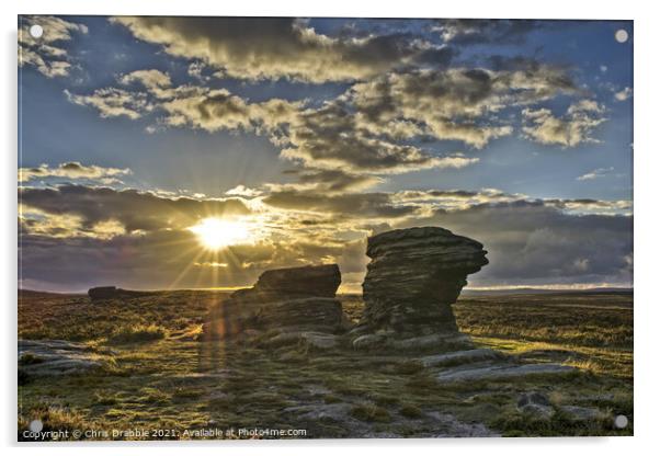 The Ox Stones caught in evening light Acrylic by Chris Drabble