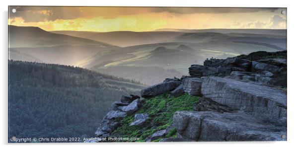 Bamford Edge at sunset Acrylic by Chris Drabble