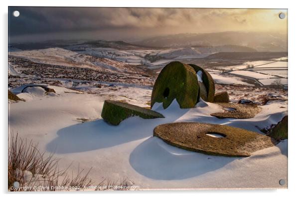 Winter at Stanage Edge (2) Acrylic by Chris Drabble