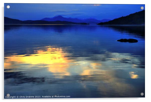 Last light on Loch Alsh Acrylic by Chris Drabble