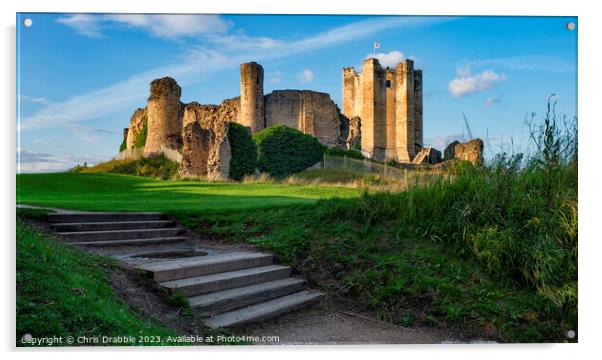 Conisbrough Castle at sunset Acrylic by Chris Drabble