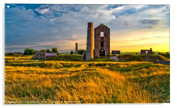 The Magpie Mine under a sunset sky Acrylic by Chris Drabble