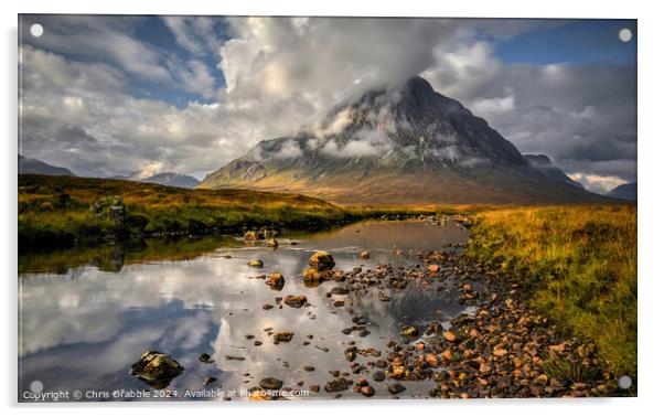 Cloud chasing, Buachaille Etive Mor Acrylic by Chris Drabble