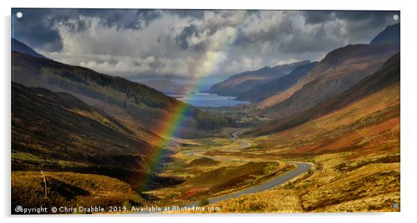 Rainbow over Loch Maree Acrylic by Chris Drabble