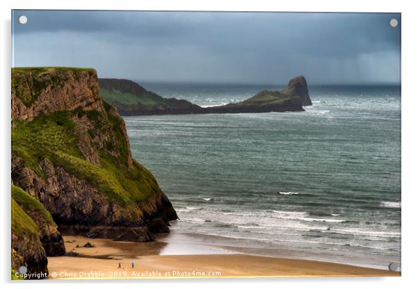 Worms Head, Rhossili Bay, the Gower Peninsula Acrylic by Chris Drabble