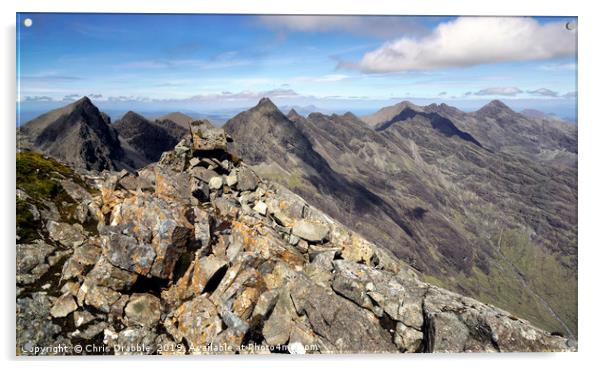 Along the Cuillin ridge to Sgurr nan Gillean       Acrylic by Chris Drabble