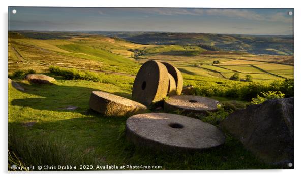 Abandoned mill stones at Stanage Edge              Acrylic by Chris Drabble