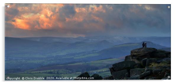 Winter sunset from Stanage Edge                    Acrylic by Chris Drabble