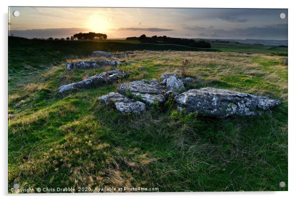 Arbor Low stone circle at Sunset (5) Acrylic by Chris Drabble
