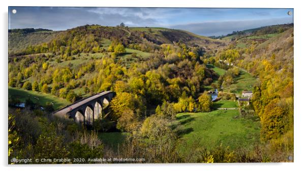 Monsal Dale Viaduct and Upper Dale Acrylic by Chris Drabble