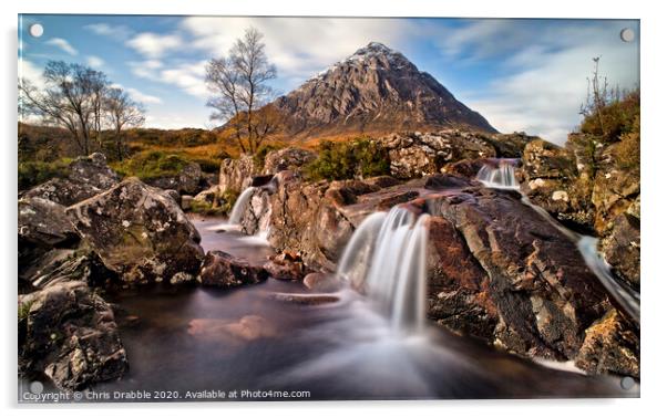 Buachaille Etive Mor and Waterfalls Acrylic by Chris Drabble