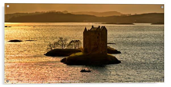 Castle Stalker at last light Acrylic by Chris Drabble