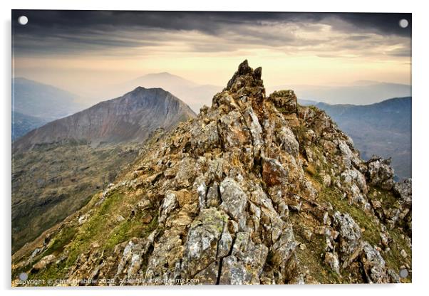 Crib Goch, early morning in May Acrylic by Chris Drabble