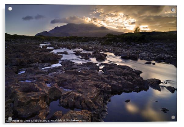 Sunset over the Cuillin Acrylic by Chris Drabble