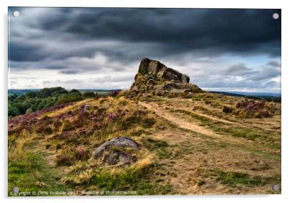 Ashover Stone and  moving clouds (2) Acrylic by Chris Drabble